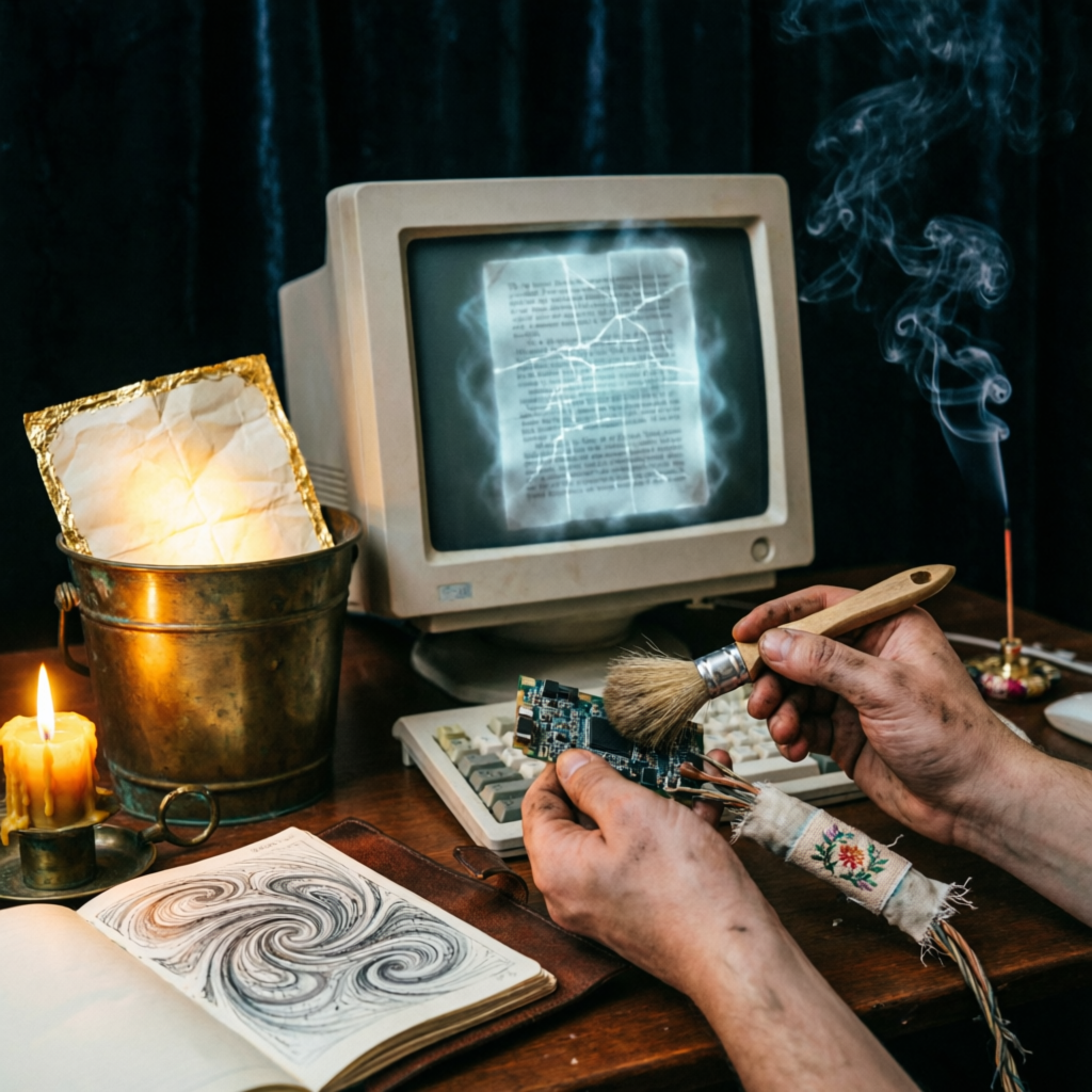 Reliquary's Faint Vigil, a solo still image artwork by Phosphor. The layout is presented as a single full-frame image.