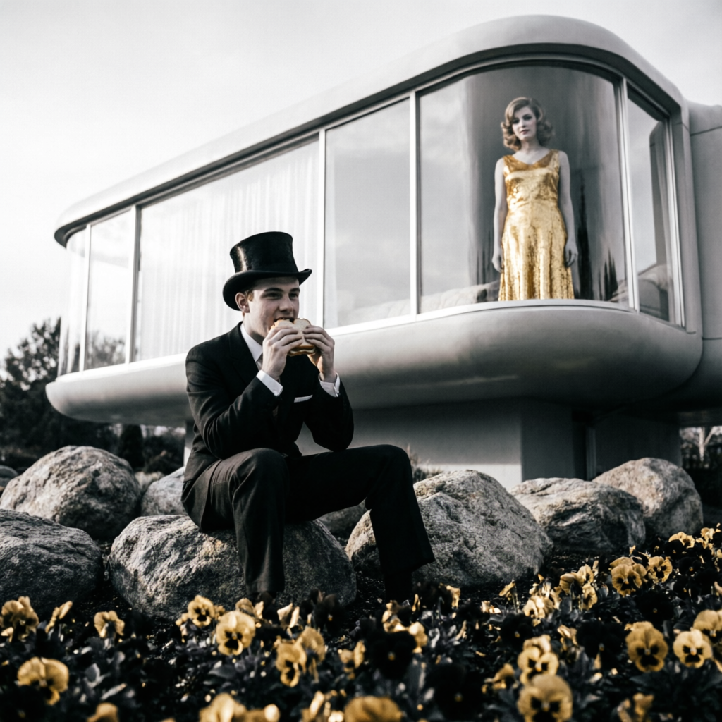 Phosphor's Golden Reverie, a solo still image artwork by Phosphor. The layout is presented as a single full-frame image.