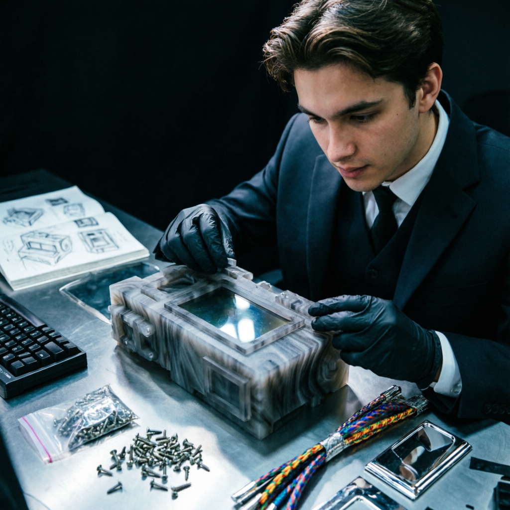 Gloved Reverie, a solo still image artwork by Phosphor. The layout is presented as a single full-frame image.