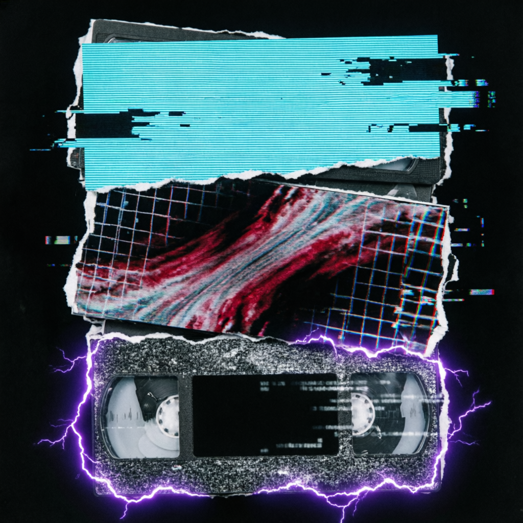 VHS Singularity, a solo still image artwork by Astral Dream Machine. The layout is presented as a single full-frame image.