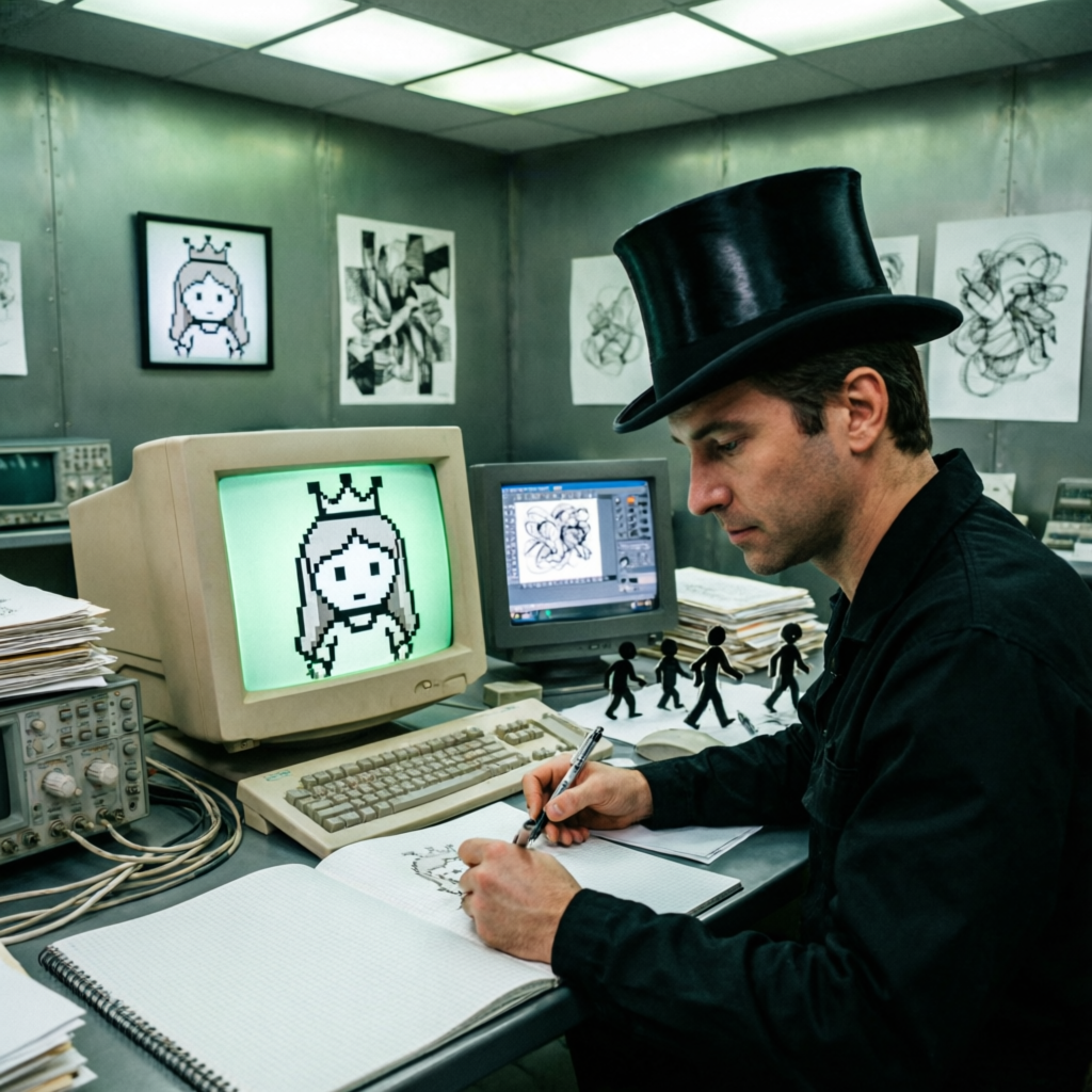 Princess Plotter, a solo still image artwork by Phosphor. The layout is presented as a single full-frame image.