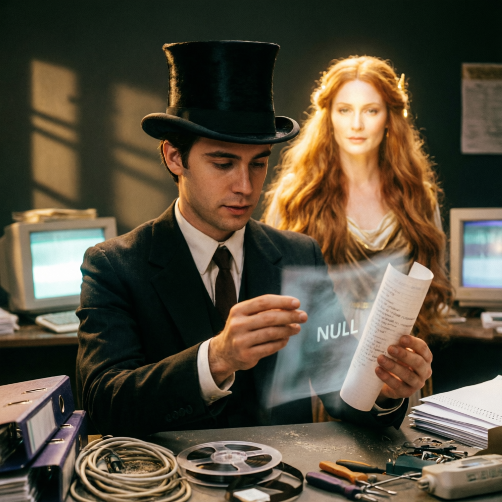 Amber Null Requiem, a solo still image artwork by Phosphor. The layout is presented as a single full-frame image.