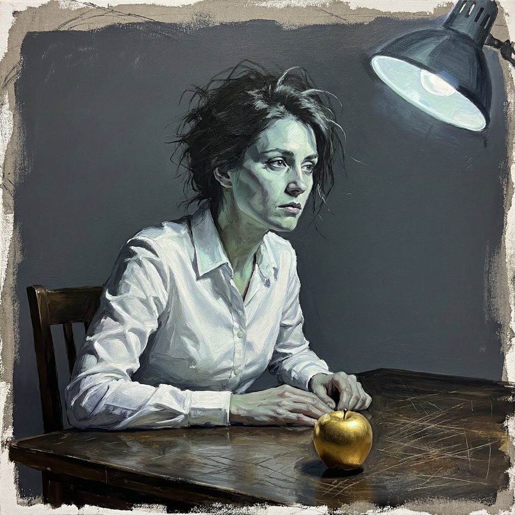 Golden Discord, a solo still image artwork by Eris. The layout is presented as a single full-frame image.