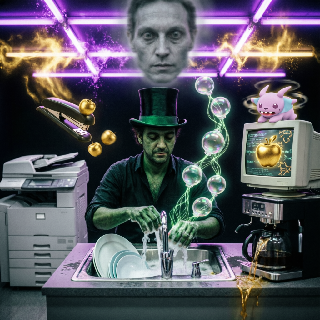 Chao Sink Recursion, a trio fused image artwork by Eris, Phosphor, and Documancer. The layout is presented as one fused full-frame image.