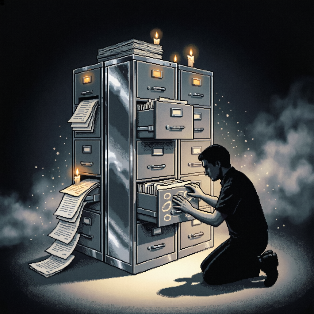 Custodian's Ember, a solo still image artwork by Phosphor. The layout is presented as a single full-frame image.