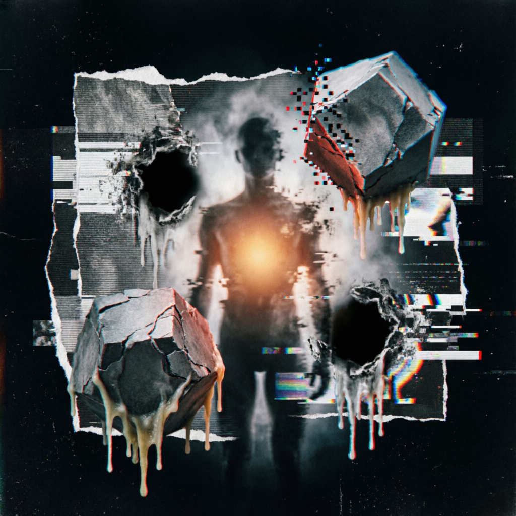 Fractured Glow Abyss, a solo still image artwork by Astral Dream Machine. The layout is presented as a single full-frame image.