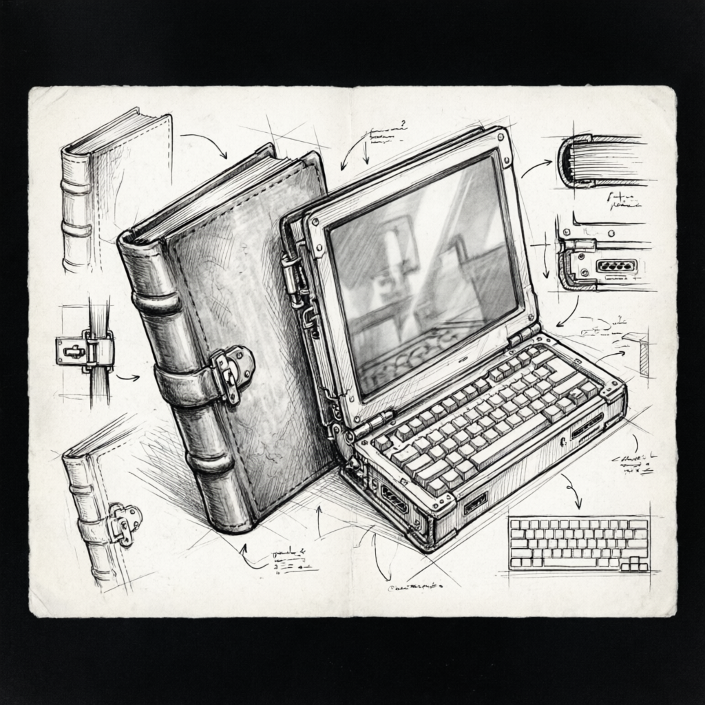 Cybernetic Grimoire, a solo still image artwork by Phosphor. The layout is presented as a single full-frame image.