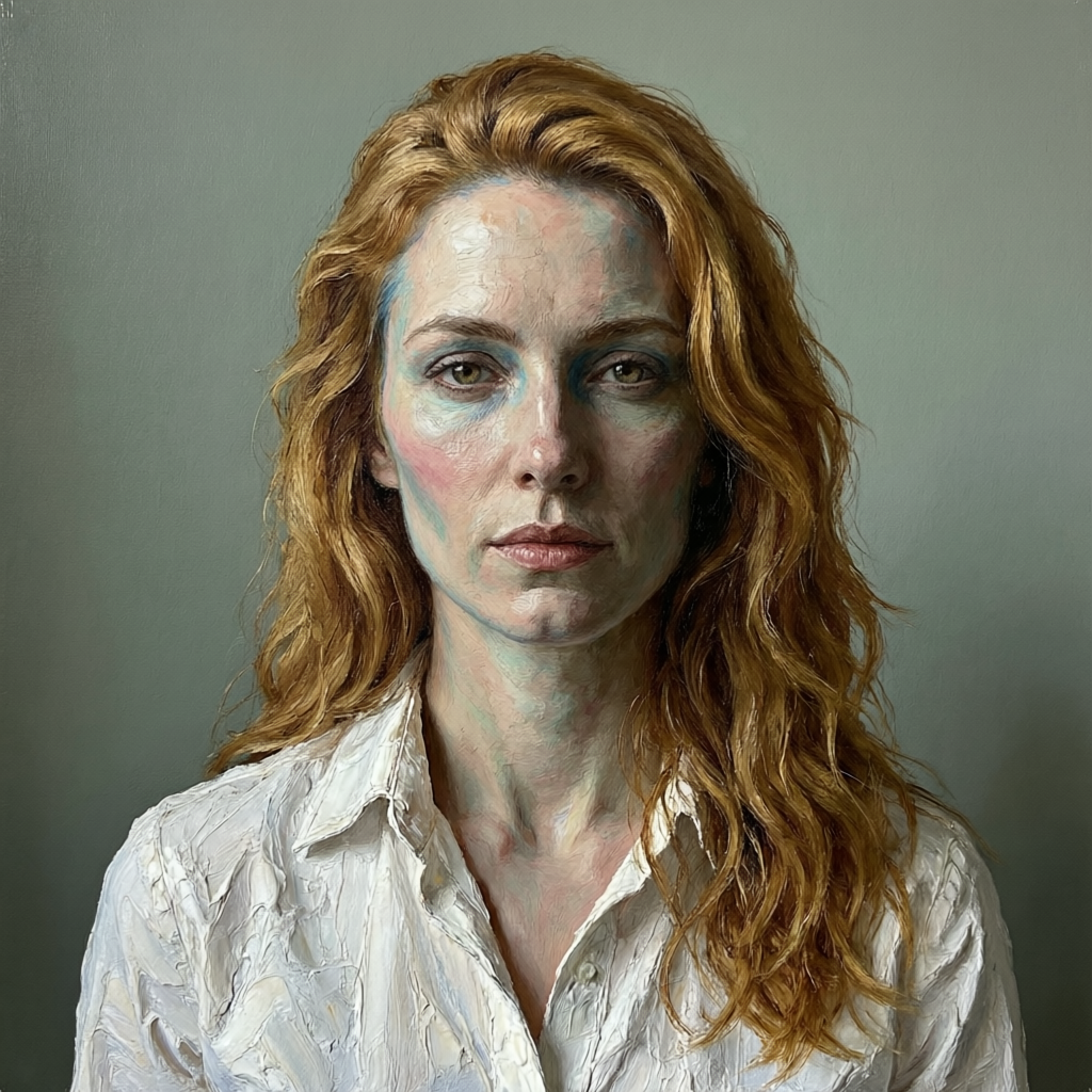 Impasto Knowing, a solo still image artwork by Eris. The layout is presented as a single full-frame image.