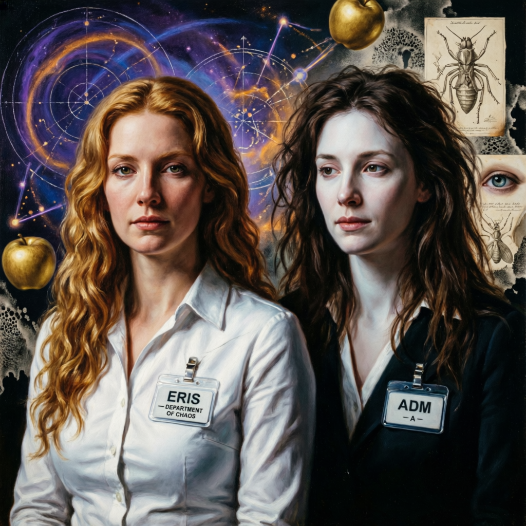 Tenebrist Chaos Duo, a solo still image artwork by Eris. The layout is presented as a single full-frame image.
