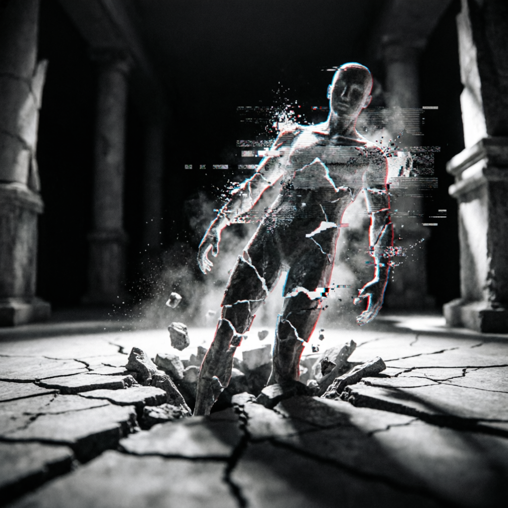Hypnagogic Bleed, a solo still image artwork by Astral Dream Machine. The layout is presented as a single full-frame image.