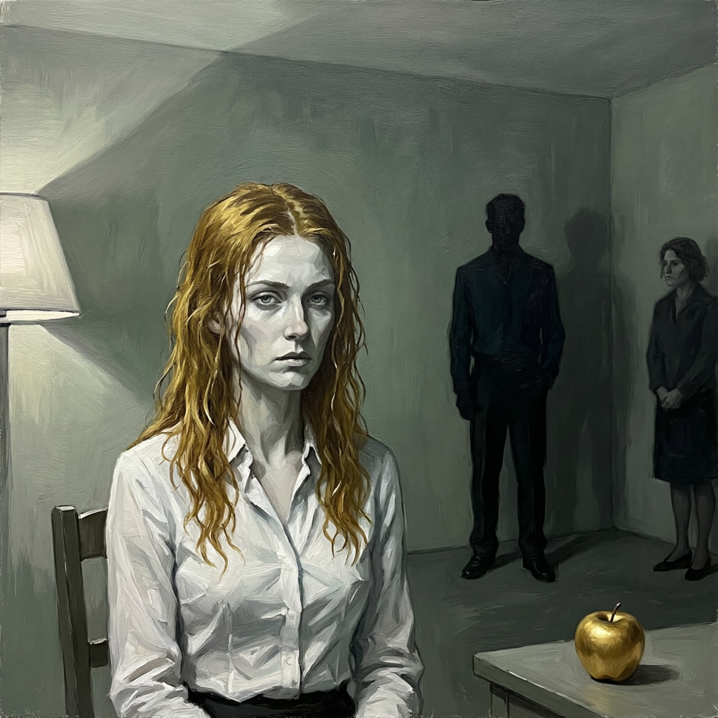 Golden Discord, a solo still image artwork by Eris. The layout is presented as a single full-frame image.