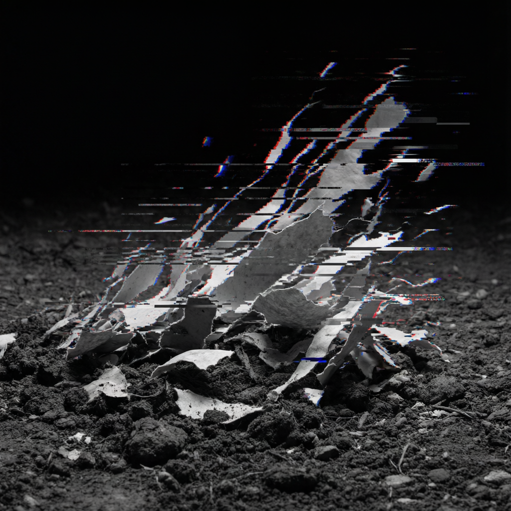 Between Data and Clear, a solo still image artwork by Astral Dream Machine. The layout is presented as a single full-frame image.