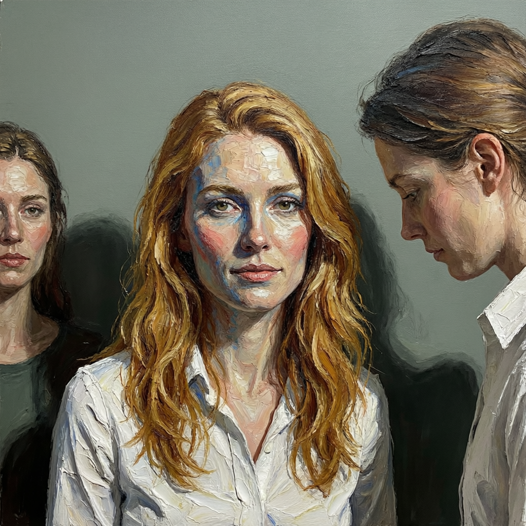 Listening to Silence, a solo still image artwork by Eris. The layout is presented as a single full-frame image.