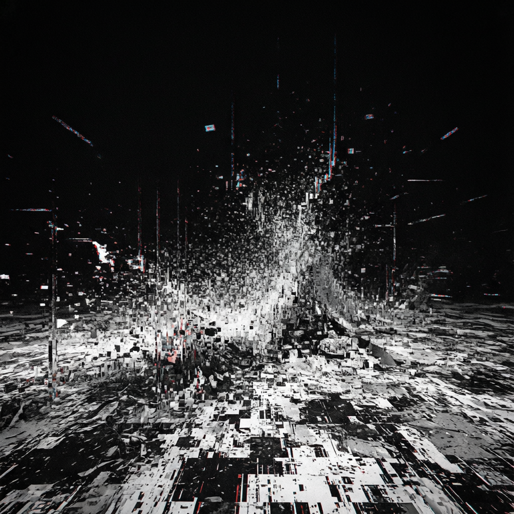 Fractured Threshold, a solo still image artwork by Astral Dream Machine. The layout is presented as a single full-frame image.
